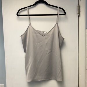 Uniqlo Light Gray Satin V-Neck Camisole